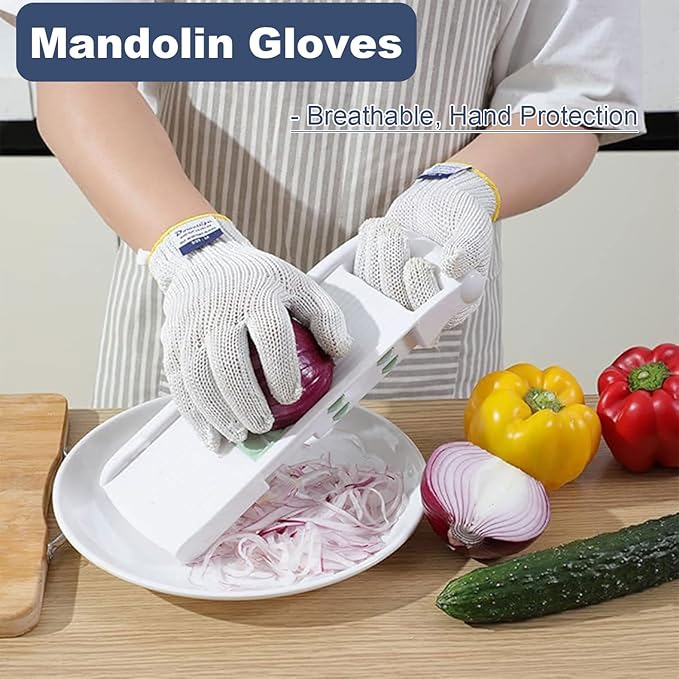 Dowellife Level 8 Reinforced Cut Resistant Gloves Food Grade, Mandoline Protective Gloves, Knife Safety Gloves for Meat Cutting, Oyster Shucking, Fish Fillet, Kitchen Slicing and Wood Carving(Medium)