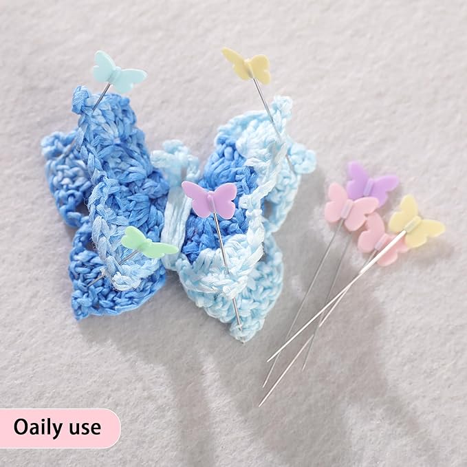 200 Pcs Colored Sewing Pins Flat Head Straight Pins with Storage Box, Butterfly Quilting Pin for Fabric Dressmaker DIY Craft and Decoration