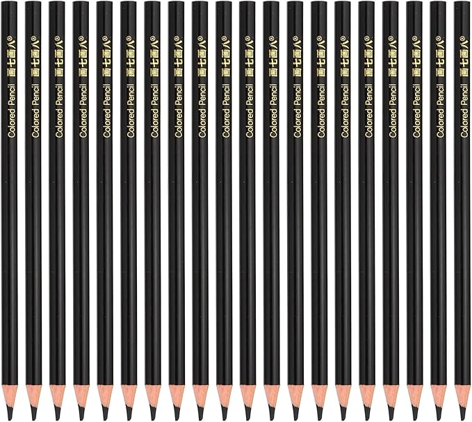 PATIKIL Black Colored Pencils Set,20 Pcs Oil Color Pencils Wooden Coloring Drawing Pencil for Artists Art Painting