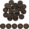 uxcell 50Pcs Wooden Buttons, 25mm(1") 4 Hole Round Wood Sewing Button Craft Flatback for Sewing DIY Craft Clothing, Dark Brown