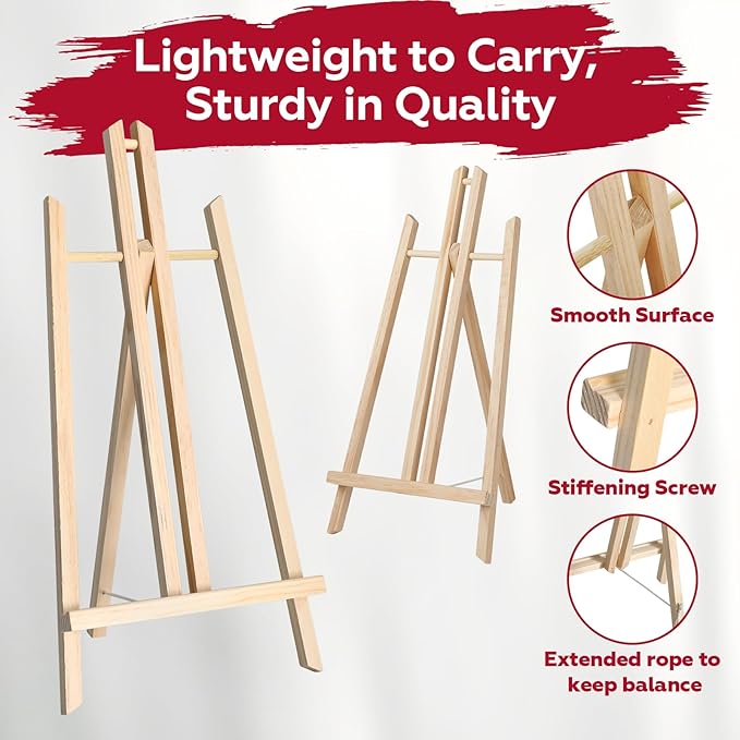 4 Pack 16 Inch Wooden Easel Stand, Portable A-Frame Tabletop Display Easel for Painting, Canvas, Signs,Photos, Art Easel for Students, Beginners, Artists - Compact & Lightweight