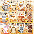 24 Sheets Fall Stickers for Kids Toddlers, Autum Animal Stickers Make-a-face Sticker Make Your Own Sticker 8 Designs of Animal Owl Squirrel Hedgehog Fox Fall Party Decorations Supplies