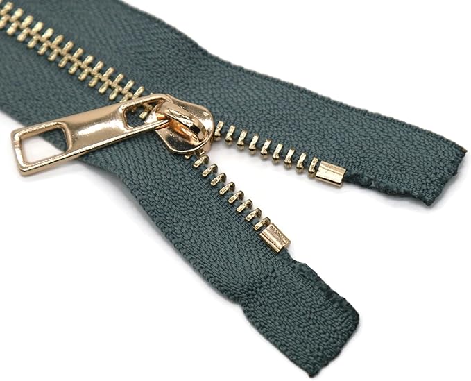 #5 Gold Metal Zipper - 50+ Colors - 3 PCS - (4-14 inches) Sizes - Luxury Lightweight Handcraft Metal Zippers with pulls for Purses Bags Pockets Shoes Sewing & Crafts DIY ZP025414