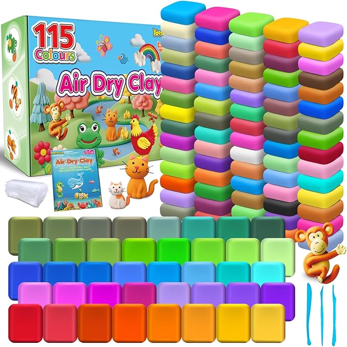 Air Dry Clay 115 Colors, Modeling Clay for Kids, DIY Molding Magic Toy with Tools, Gift for Kids Boys Girls