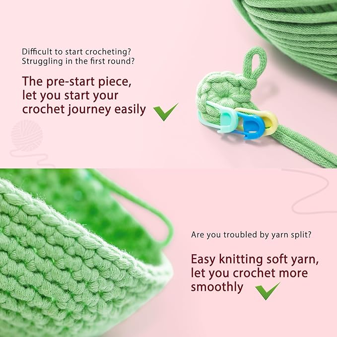 Crochet Kit for Beginners Adults - Cow Starters Crocheting Animal Kits for Teen, DIY Craft Birthday Gift with Crochet Yarns, Hook, Step-by-Step Video, Instruction and Crochet Accessories