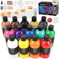Nicpro 14 Colors 8.45oz Acrylic Pour Paint Supplies Kit, Large Volume Premixed High Flow Painting Bulk Set with Canvas, Wood Natural Slices, Pouring Oil, Tools Gloves, Strainer, Cups for Beginner DIY