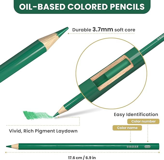 MyArtscape Oil Based Colored Pencils Set, 72 pcs Premium Color Pencils, Vibrant Colors, Break-Resistant Core, Art Kit with Adult Coloring Book
