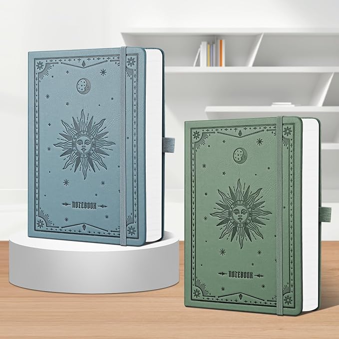 EMSHOI Lined Journal Notebook - 320 Numbered Pages, A5 College Ruled Notebooks with Contents, 100GSM Thick Paper, Hardcover Leather Journals for Women Men Work School Writing, 5.75 x 8.38-Green