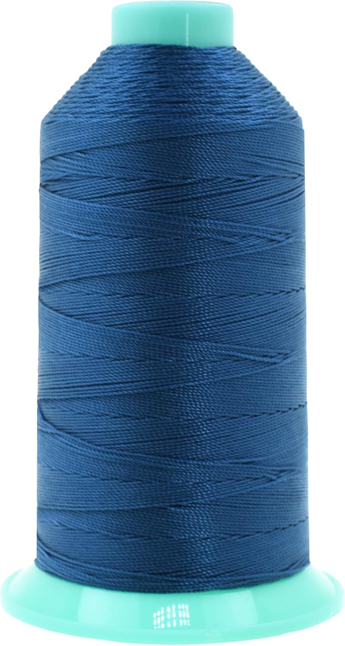Mandala Crafts Size 346 210D T350 Bonded Nylon Thread - Airforce Blue 415 YDs Tex 350 Heavy Duty Sewing Threads for Leather, Jeans, Weaving, Outdoor Marine Upholstery
