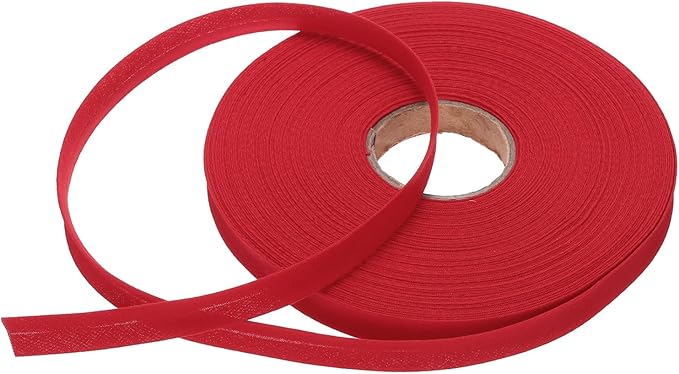 MECCANIXITY 1/2 Inch Single Fold Bias Tape Polyester Continuous Bulk Bias Tape for Sewing,Seaming Quilting Hemming Binding Crafts (Wine Red 25 Yards)