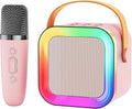 Mini Karaoke Machine Speaker for Kids Adults,Portable Bluetooth with 1-2 Wireless Microphones,Christmas Birthday Gifts Toys Girls Boys Ages 4, 5, 6,7, 8,9,10,11,12+ Years Old Toddler (Pink - 1 Mic)