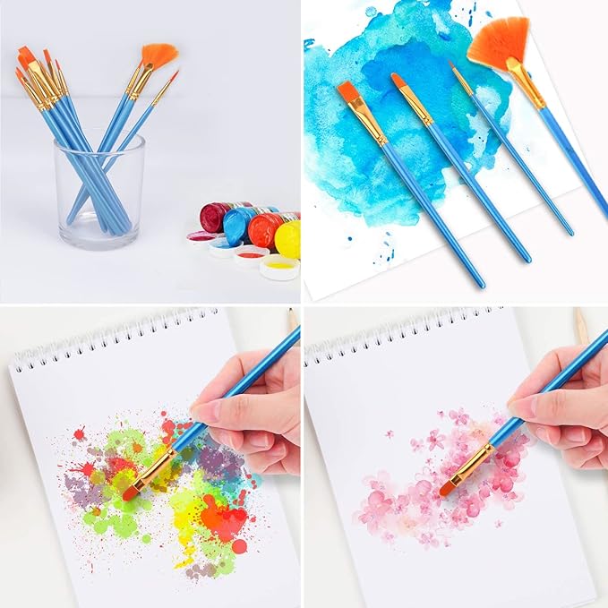 AROIC Acrylic Painting Brush Set, 10 Packs / 120 Pcs, Nylon Brush Head, Suitable for Oil and Watercolor, Perfect Suit of Art Painting, Best Present for Painting Enthusiasts.