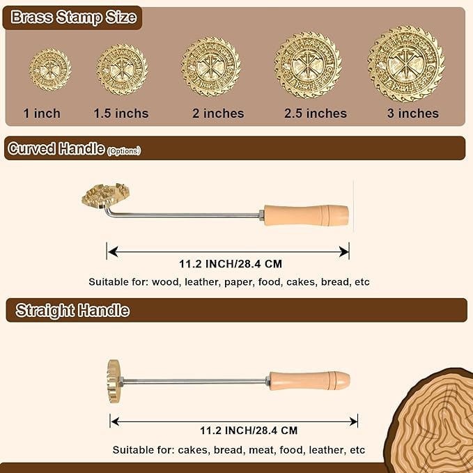 Custom Branding Iron for Wood, Flame-Heated Wood Burning Monogram Stamp, Personalized Logo Stamps for Leather Food Plastic, DIY Woodworking, Durable Handmade Branding Tool Customized Gifts