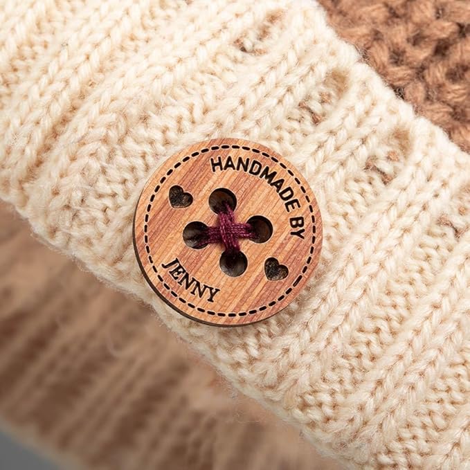 callie Personalized Wooden Button, Custom Sewing Labels for Handmade Items with Name, Gifts for Mom Grandma Knitting Crafts Crocheting Lovers, 10Pcs - 200Pcs