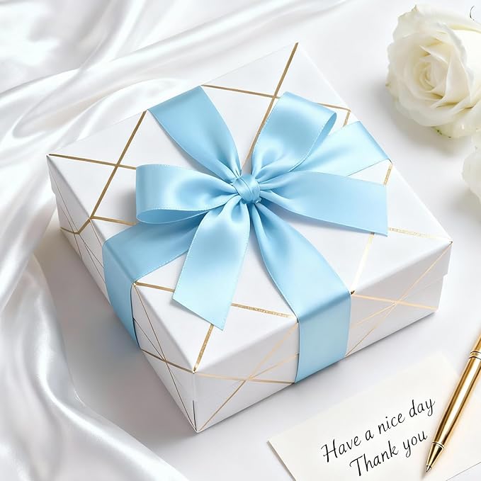 1-1/2" x 50 Yards Satin Ribbon - Light Blue Silk Ribbon with Spool - Ideal for Gift Wrapping, Floral Bouquets, Crafts, Wedding Party Decorations, Christmas and Sewing Projects