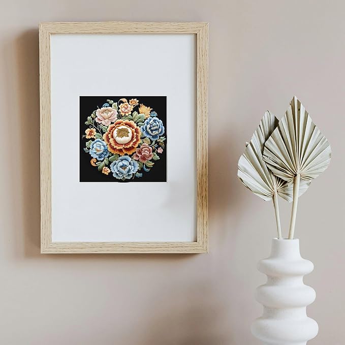 FONNUY Floral Embroidery Kit, Cross Stitch Kits for Beginners, Handmade Crafts with Printed Patterns for Beginner Adults, Easy to Follow Color Thread Needlework, 8'' Hoop (Petals Unfurling)