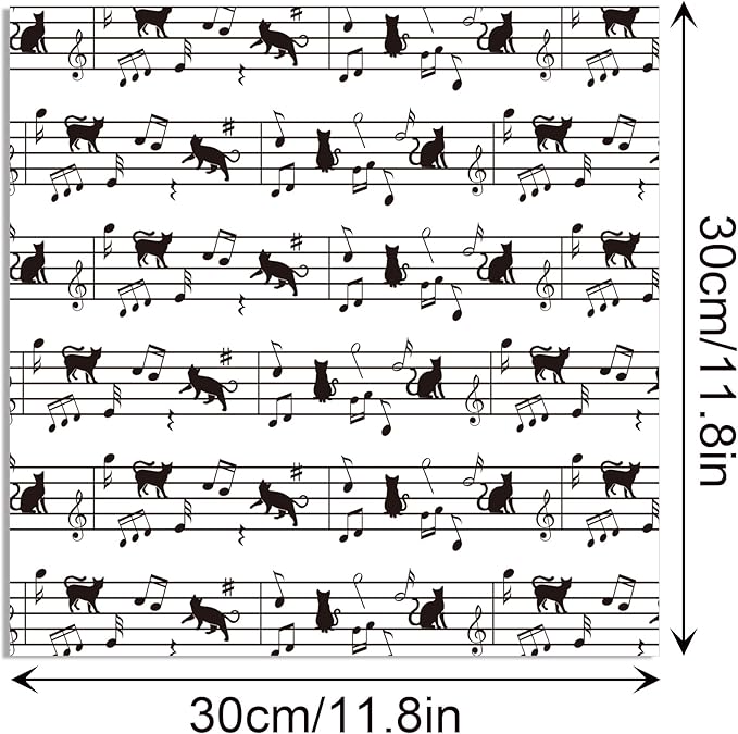 24 Sheets Musical Notes Scrapbook Paper Pad Double-Sided Black White Music Themed Pattern Decorative Craft Paper for Card Making Photo Album Journal DIY Craft, 11.8'' x 11.8''