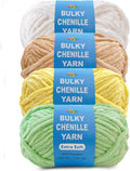 Soft Velvet Yarn Chenille Yarn for Crocheting and Knitting – Bulky (93 Yards/100g) - Polyester - Yarn for Blanket Amigurumi Weaving Crafts (Mixed Color 02, 4 Pack)