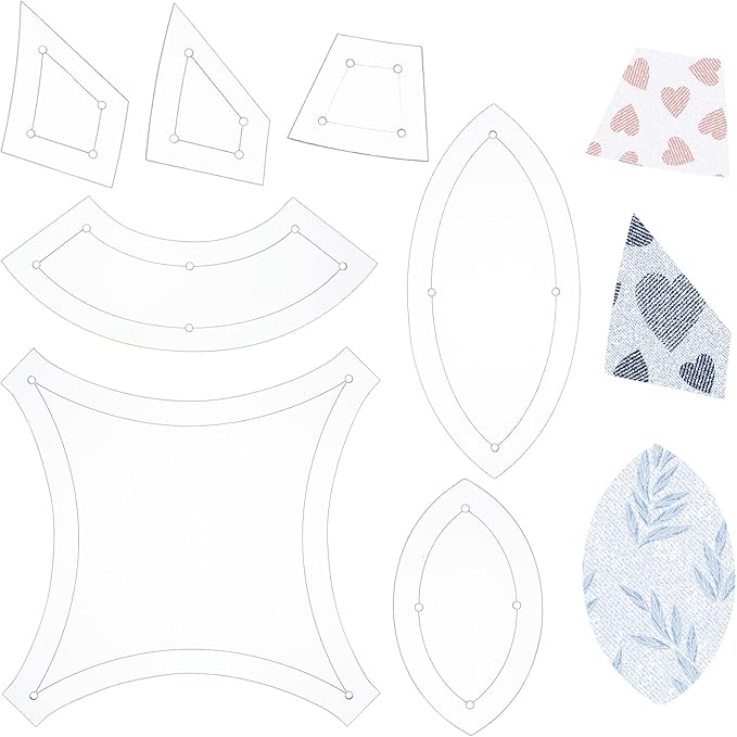 BENECREAT 7 Shapes Double Wedding Ring Acrylic Quilting Template, Transparent Acrylic Quilting Templates Rulers 2.5mm Thick for Woodworking, Quilting Sewing Needlework Craft