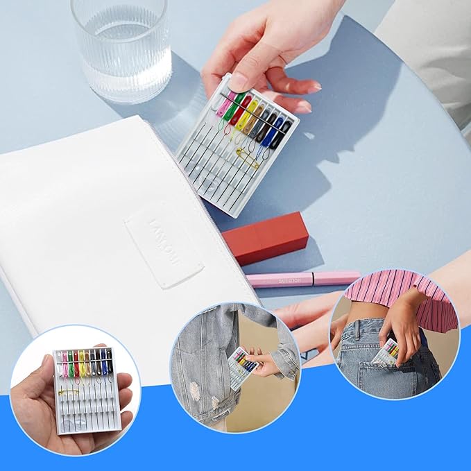 Yasdyri 10 Boxes Quick Fix Sewing Kit Pre Mini Threaded Needle Kit with Needles and Thread Box Each Box with 10 Pieces