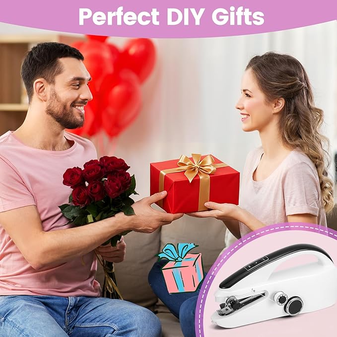 Mini Handheld Sewing Machine for Beginners, Easy to Use, Fast Stitching — Perfect for Clothes, Fabrics, and Quick Home Repairs for Mom Birthday Valentine's Day and Christmas