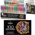 Castle Art Supplies 100 Gel Pens for Adult Coloring Set | Drawing, Scrapbooks, Journals | Amazing Colors, Effects – Swirl, Glitter, Neon, Pastel, Metallic - With Smooth, Fine Tips