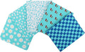 Threadart Exclusive 5 Fat Quarter Bundles - Aqua Confetti Brights Collection 100% Cotton Fabric - Premium 100% Cotton Quilting Fabric - No Duplicates - Full Size Fat Quarters 18"x21" - Aqua