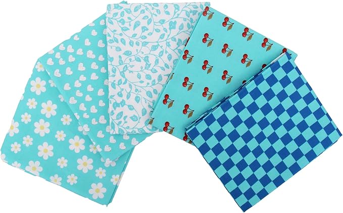 Threadart Exclusive 5 Fat Quarter Bundles - Aqua Confetti Brights Collection 100% Cotton Fabric - Premium 100% Cotton Quilting Fabric - No Duplicates - Full Size Fat Quarters 18"x21" - Aqua