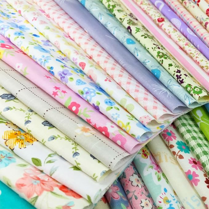 flic-flac Quilting Fabric Squares 100% Cotton Precut Quilt Sewing Floral Fabrics for Craft DIY (10 x 10 inches, 60pcs)