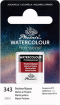 PHOENIX Professional Watercolor Paint - Single Watercolor Half Pan - Perylene Maroon 343