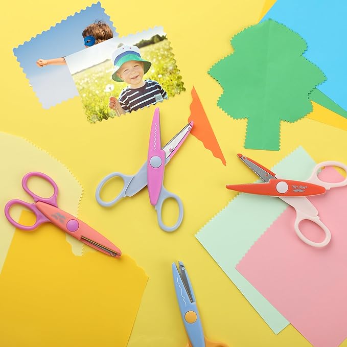 Mr. Pen- Craft Scissors Decorative Edge, 6 Pack, Jewel Colors, Zig Zag Scissors for Crafting