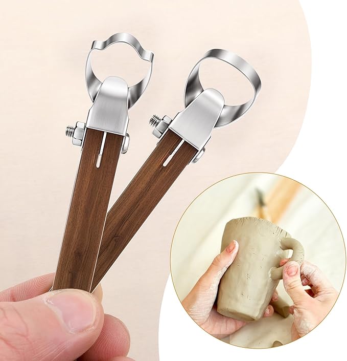 2PCS Sculpture Scraper Pottery Handle Making Tool Pottery Carving Tools Potterys Trimming Tools Polymer Clay Sculpting Tool for Ceramic Sculpture Craft Teacup Mug Cup Handle Making