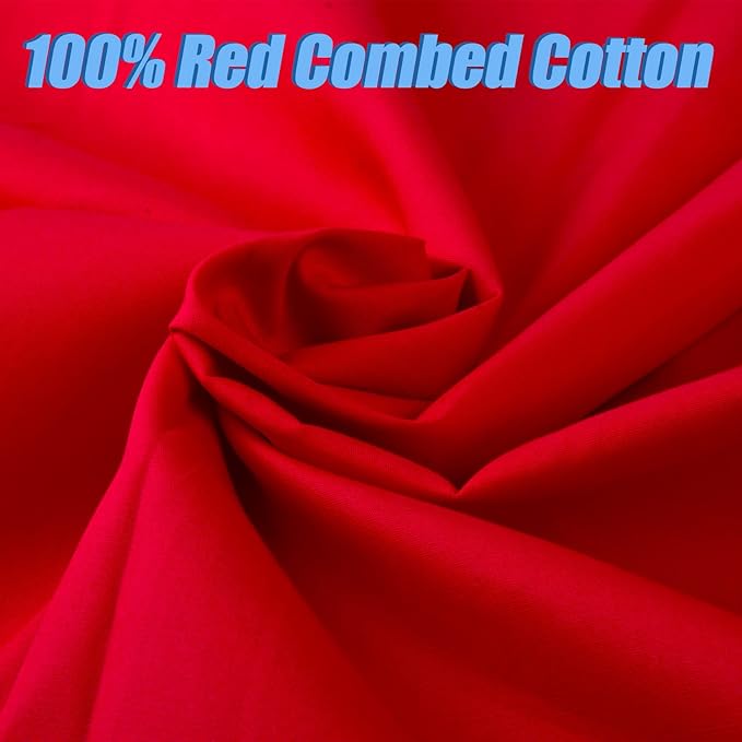 5 Yard Red Cotton Fabric,Natural Cotton Poplin Fabric by The Yard, 59 Inches Wide 100% Cotton Fabric,Soft Embroidery Muslin Quilting Material for Sewing Material Apparel Cloth
