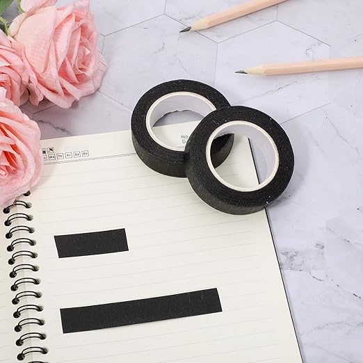 2 Roll Black Washi Tape 0.59 Inch x 14 Yards Self Adhesive Masking Sticker Border Masking Tapes for Assisting and Decorating Paintings Holiday Gift Boxes Scrapbooks DIY Art Craft Wrapping Decoration