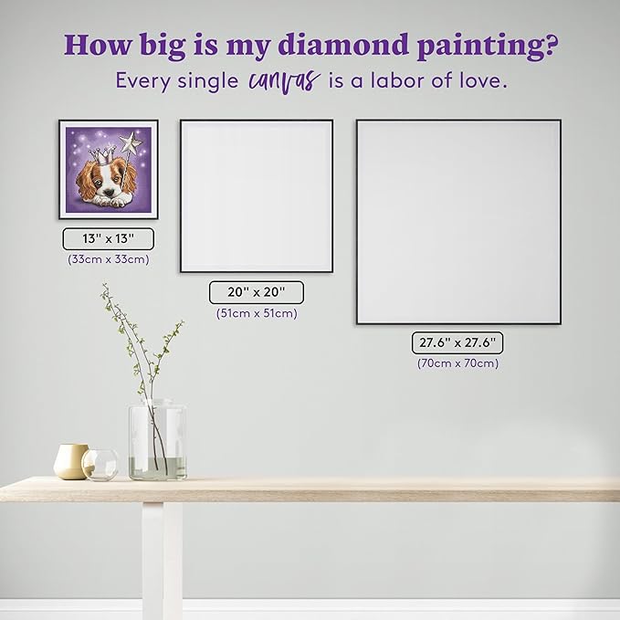 DIAMOND ART CLUB Night Fairy King Charles Puppy Diamond Painting Kit, Fun DIY Crafts for Adults, Round Diamond Art Canvas, 13" x 13"