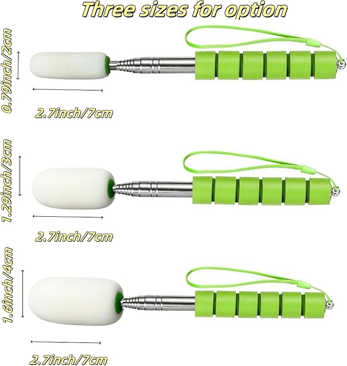 42" Sponge on a Stick for Pottery, 6 Detachable Sponge Heads, Telescoping Ceramic Tool for Removing Water & Shaping Tall/Narrow Vessels, Green Artist Pottery Tool (2 Stick)