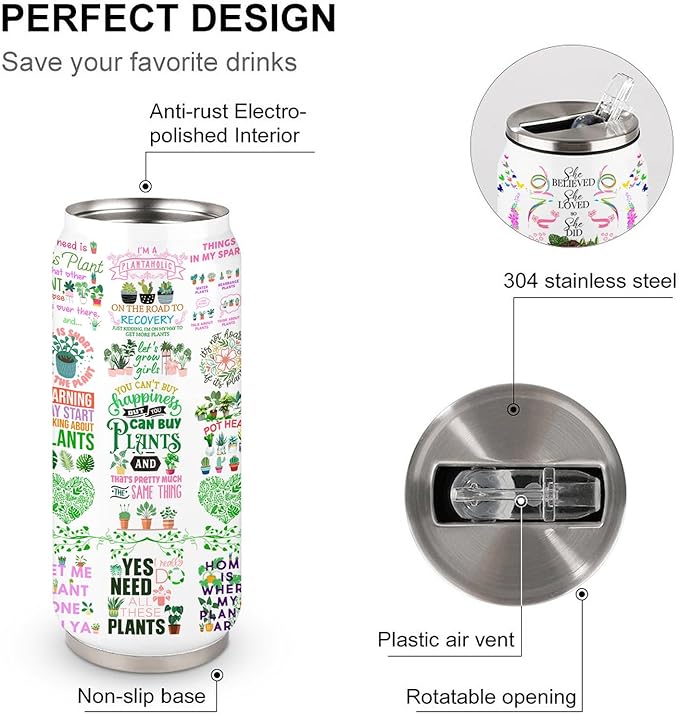 Plant Lover Gifts For Women Garden Stainless Steel Insulated Tumbler With Straw Lid,Funny Gardening Gift For Women,Plantaholic,Plant Lady,Gardeners Tumbler Gifts 17 Oz