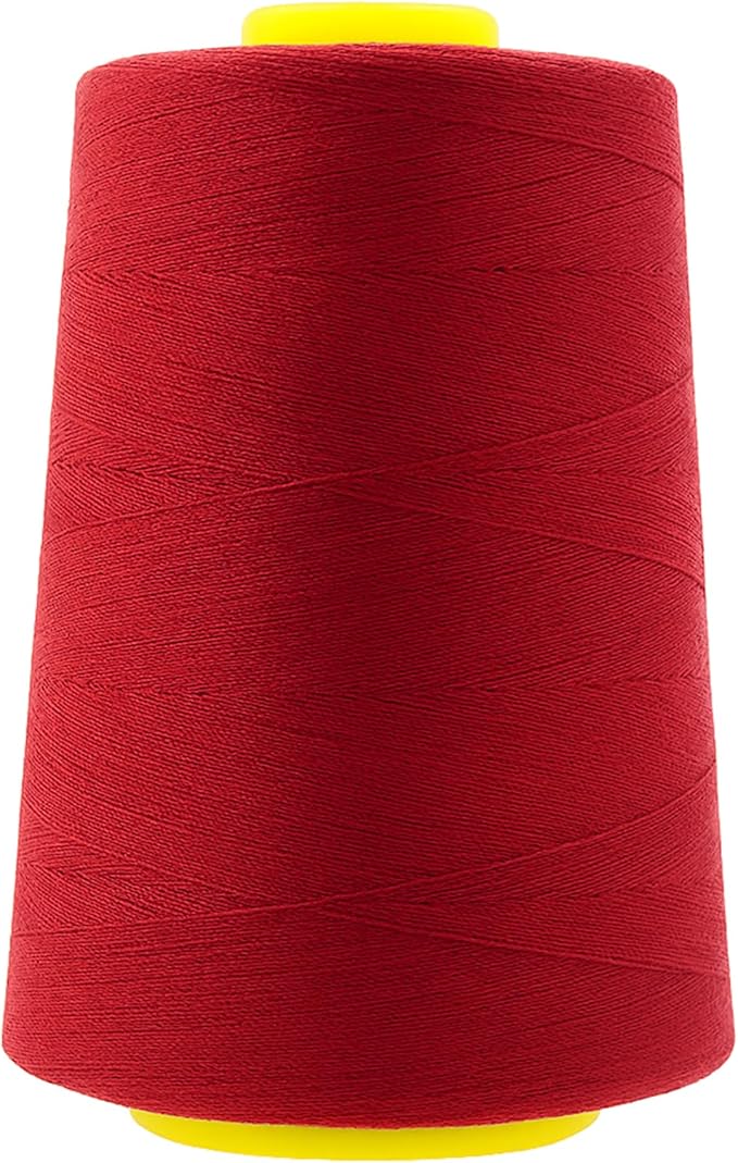 Mandala Crafts 4 Pack of Serger Threads Cones Spools - 40S/2 24000 Yards Polyester Brick Red Threads for Sergers Machine and Overlock Quilting Sewing Machine