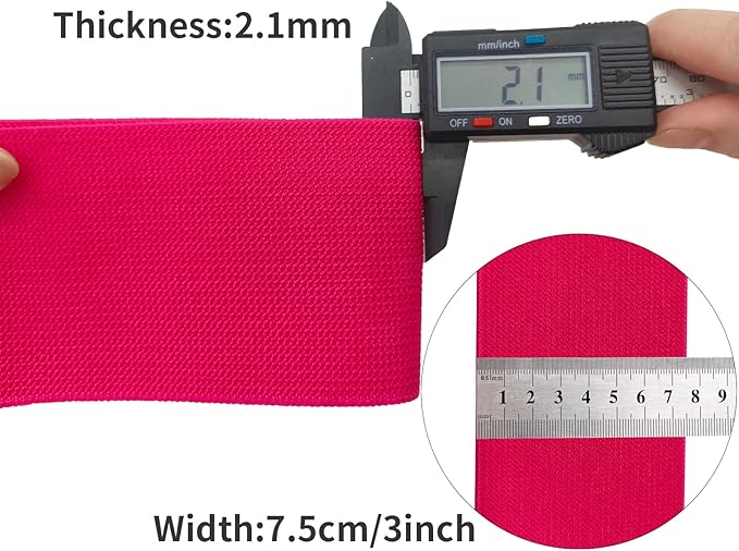 Rose Knit Elastic Band for Sewing 3 inch 5 Yards Double-Side Twill Woven Elastic Heavy Stretch Elastic Spool for Sewing Pants Waistband, Wigs, Skirts, Craft DIY Projects