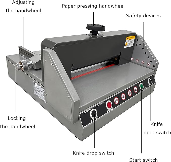 Electric Paper Cutter, Desktop Paper Trimmer 330mm A4-40mm Cutting Thickness Max Cutting Size 330mm, ±0.02mm Precision, 120W 110V Two-Hand Operation for Books Pictures Files Cutting