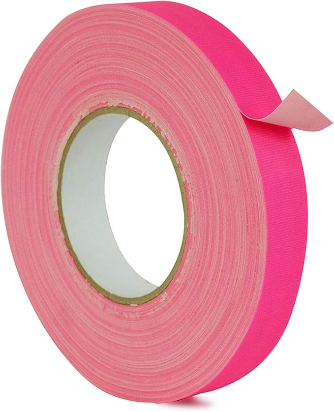 WOD GTC12 Gaffer Tape, Fluorescent Pink Low Gloss Finish Film, 3/4 inch x 60 ft. Residue Free, Non Reflective Cloth Fabric, Secure Cords, Water Resistant, Photography, Filming Backdrop, Production
