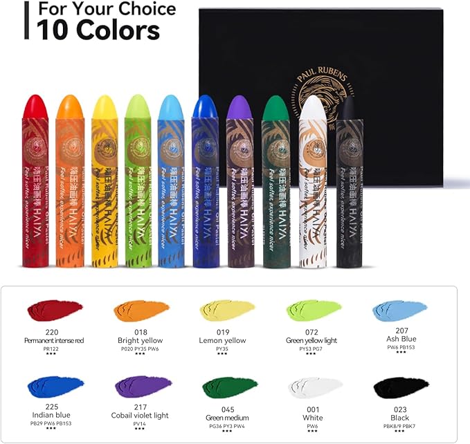 Paul Rubens Green Yellow Oil Pastels (8 Pack) - Ultra-Creamy & Blendable, Bullet Tip for Precision - Premium Art Supplies for Drawing, Sketching & Painting - Ideal for Artists, Students & Beginners