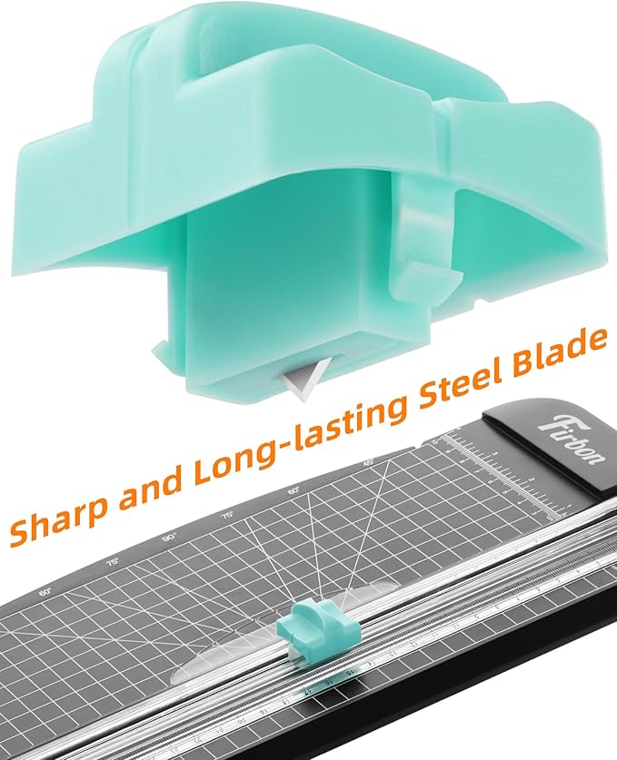 Firbon 2Pcs Refill Blades for A4 A5 Paper Cutter, Spring-Loaded Safeguard Design Replacement Blade for Paper Trimmers (Mint Green)