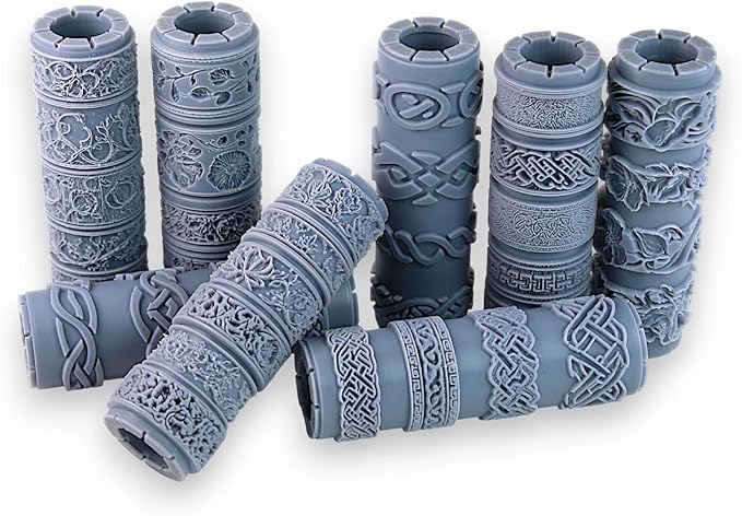 Ultimate Seamless Border 8-Set Clay Texture Rollers (4") - Seamless Border Set #01 - Embossing Pattern Rollers for Polymer & Ceramic Clay, Pottery & Crafts