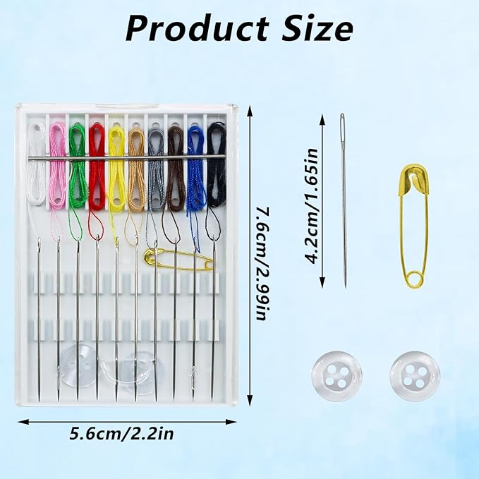 Yasdyri 10 Boxes Quick Fix Sewing Kit Pre Mini Threaded Needle Kit with Needles and Thread Box Each Box with 10 Pieces