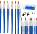 50 Pcs Boxed Paint Brushes, Washable Flat and Round Art Brushes, Suitable for Student, Teaching and Craft Detail Painting, Graffiti, Watercolor Painting and face Painting (Circle)