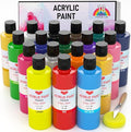 18 Colors Large Acrylic Paint Set (8.45 oz, 250 ml), Bulk Acrylic Paint Non-Toxic Art Painting Supplies on Multi Surface Canvas Wood Craft Fabric Rock for Artist Beginner with Color Wheel
