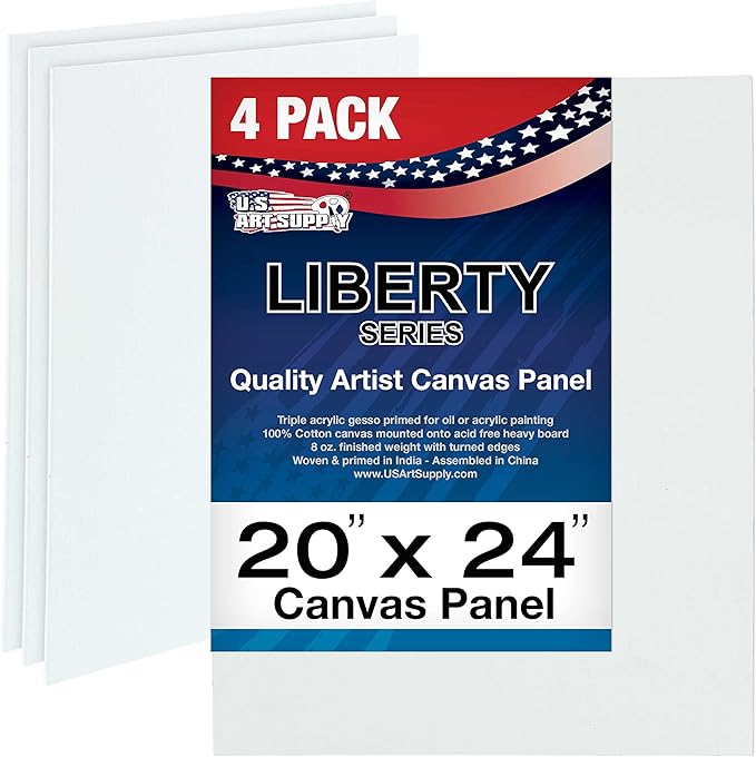 US Art Supply 20 X 24 inch Professional Artist Quality Acid Free Canvas Panel Boards for Painting (Pack of 4)