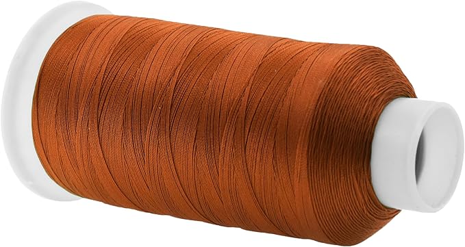 Mandala Crafts Burnt Orange Heavy Duty Thread - 1500 Yds Tex 70 Bonded Polyester Threads for Sewing Drapery, Jeans, Leather, Hair, Outdoor Marine Upholstery