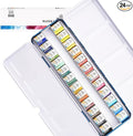 PHOENIX Artist Watercolor Paint Set - Half Pan 24 Colors Quality Pigment Watercolor Palette with Portable Tin Box for Adults, Professional Artists